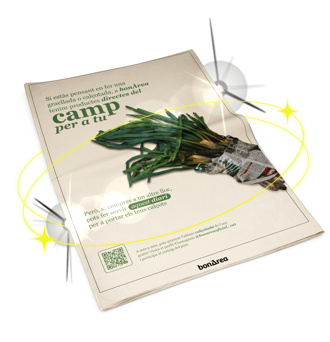 Anuncios Enrollados, la campaña de prensa de bonÀrea para las calçotadas